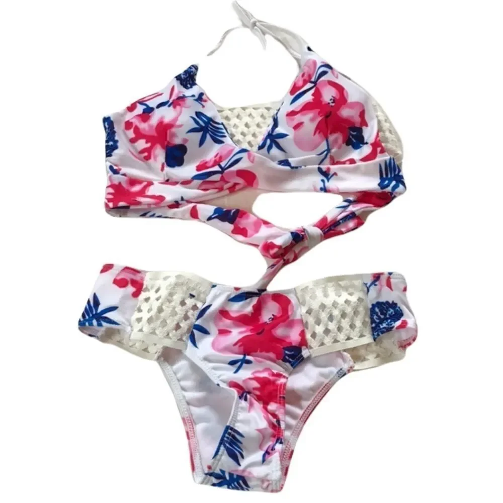 Floral wrap bikini bathing suit